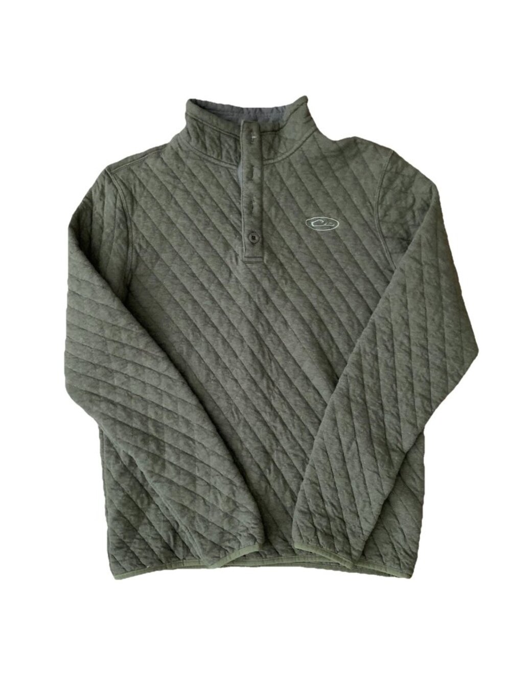 Drake Waterfowl Men’s Medium Delta Quilted Olive Green Sweatshirt Button